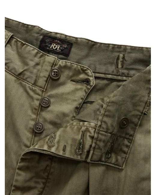 RRL Green Cotton Cropped Trousers