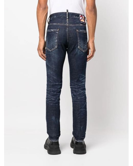 Jean Slim À Patch Logo DSquared² pour homme en coloris Blue