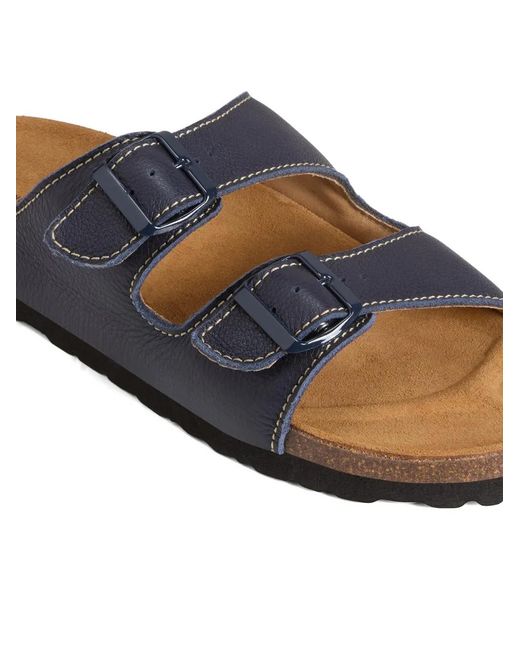 Woolrich Blue Tumbled Leather Buckle Sandals for men