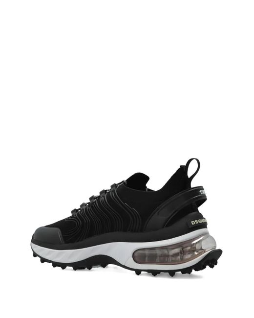 DSquared² Black Wave-Pattern Lace-Up Low-Top Sneakers for men