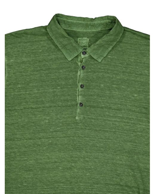 120% Lino Green Linen Polo Shirt for men