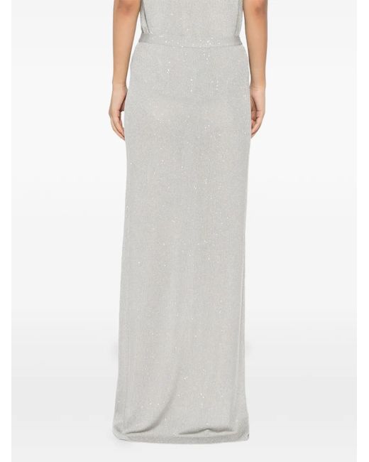 Tom Ford White Sequin-Embellished Ribbed Skirt