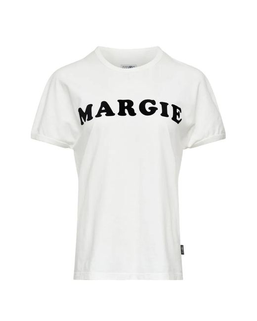 MM6 by Maison Margiela White Margie Printed Short-Sleeved T-Shirt