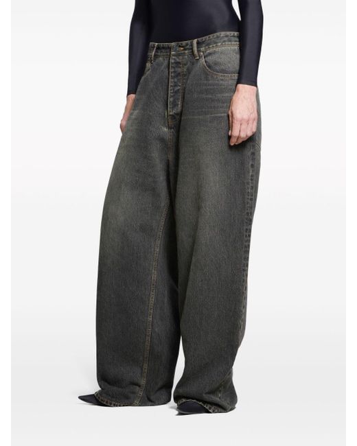 Balenciaga Gray Low-rise Wide-leg Jeans