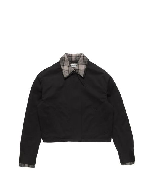 Acne Black Check-Collar Cropped Jacket
