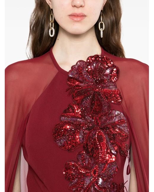 Elie Saab Red Sequin-Embellished Jumpsuit