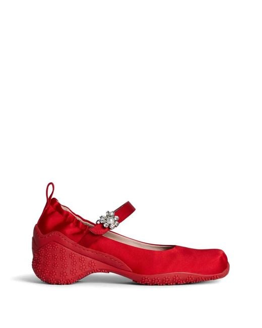 Simone Rocha Red Crystal-Embellishment Pumps