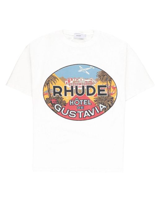 Rhude Hotel de Gustavia T-Shirt in White für Herren
