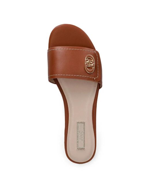 Liu Jo Brown Logo-Plaque Leather Sandals