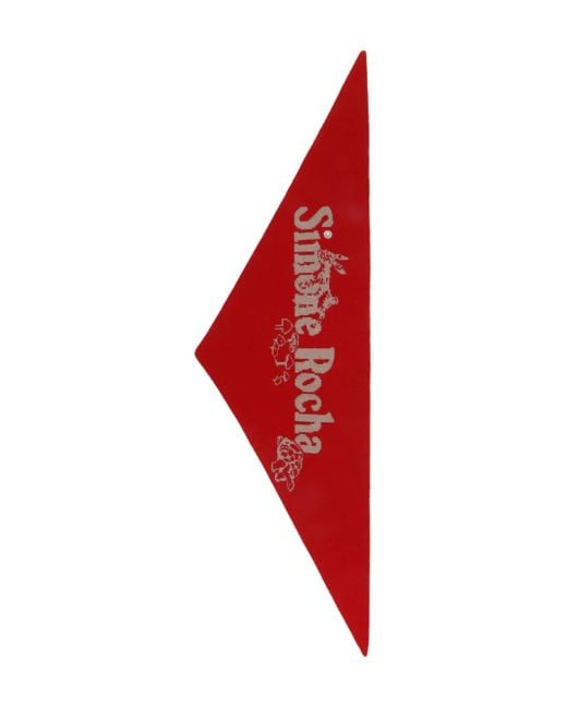 Simone Rocha Red Logo-Jacquard Scarf
