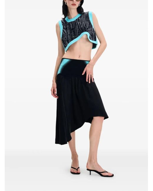 Ph5 Blue Snakeskin-Print Asymmetrical Top