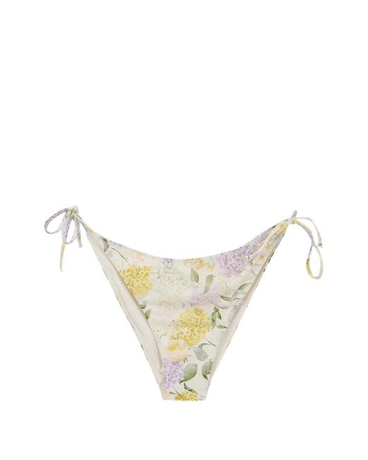 Mc2 Saint Barth White Virgo Floral-Print Side-Tie Bikini Bottoms