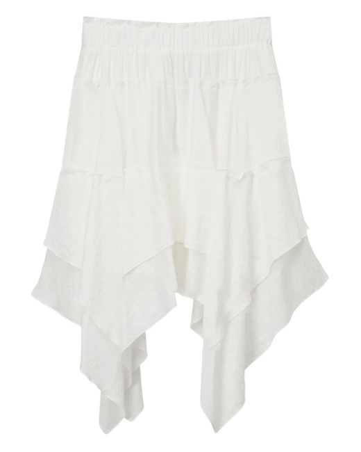 B+ AB White Asymmetric Tiered Skirt