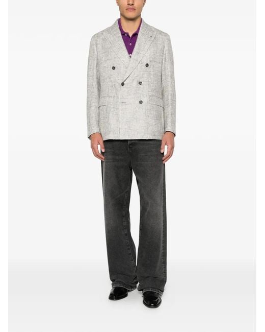 Tagliatore White Double-Breasted Jacket for men