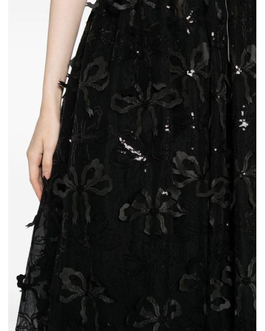 Simone Rocha Black Bow-embellished Tulle Midi Dress