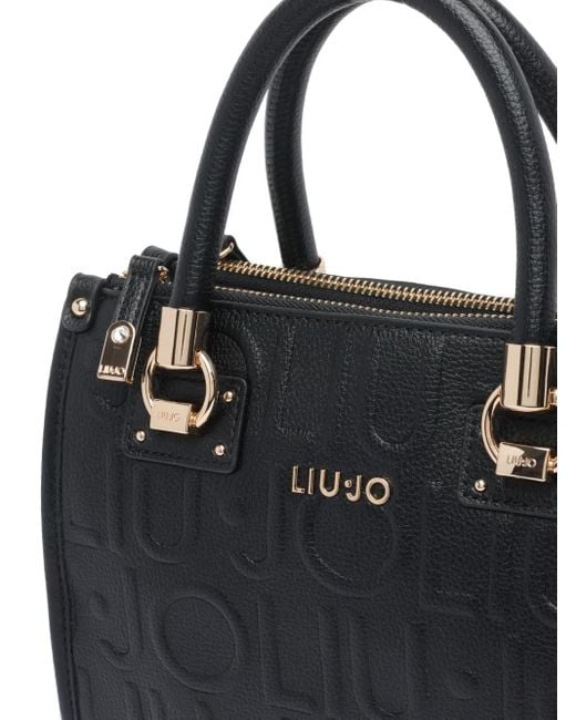 Borsa Tote Con Logo Goffrato di Liu Jo in Black