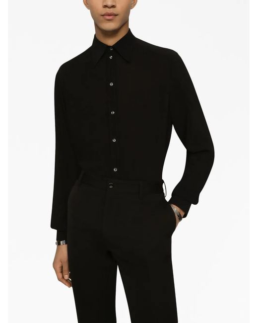 Dolce & Gabbana Black Straight-Point Collar Shirt for men