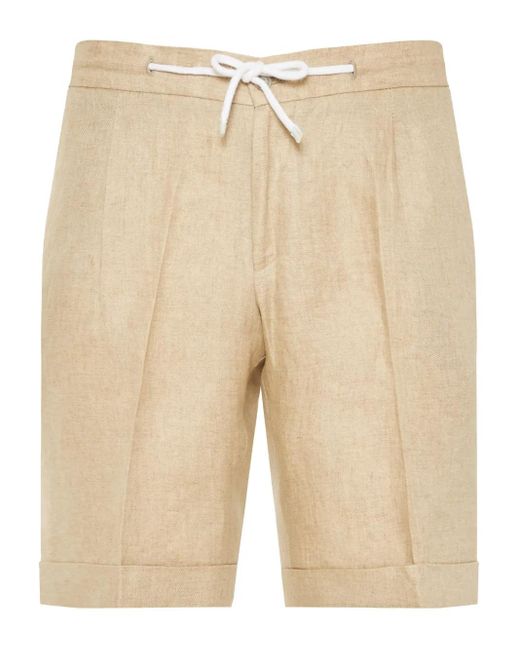 メンズ Barba Napoli リネン ショートパンツ Natural