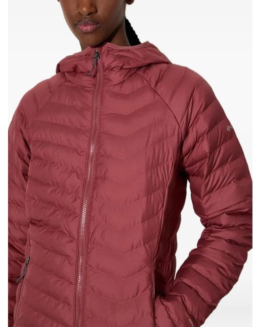 Columbia Red Hooded Chevron-Quilted Puffer Jacket