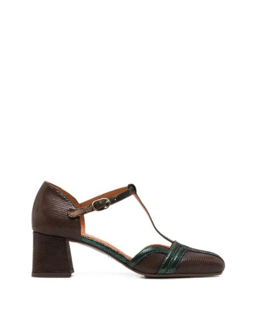 Chie Mihara Brown Volai Lizard-Effect T-Bar Heeled Pumps