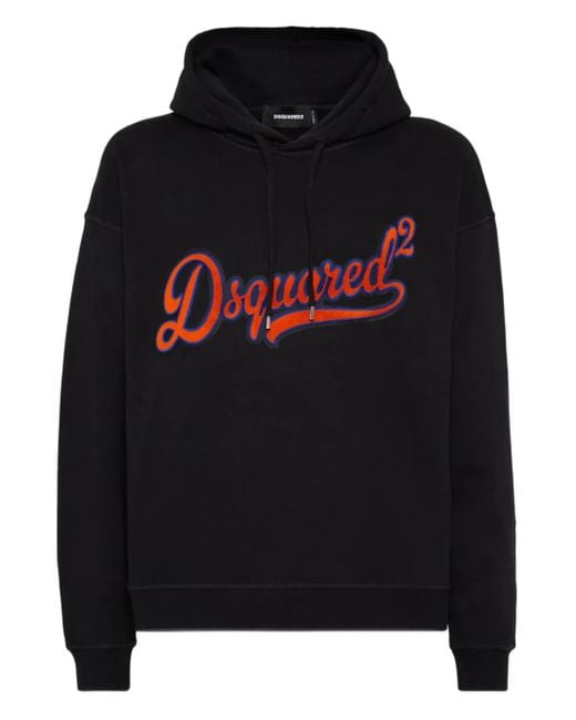 DSquared² Black Logo-Patch Hoodie for men
