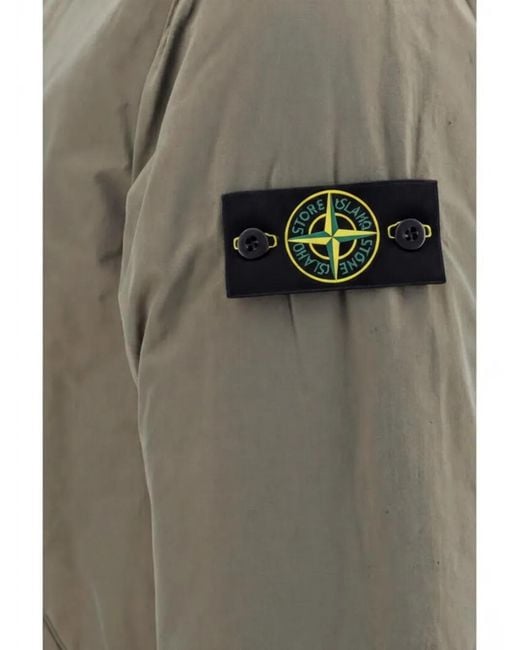Stone Island Green Hooded Logo-Patch Jacket for men