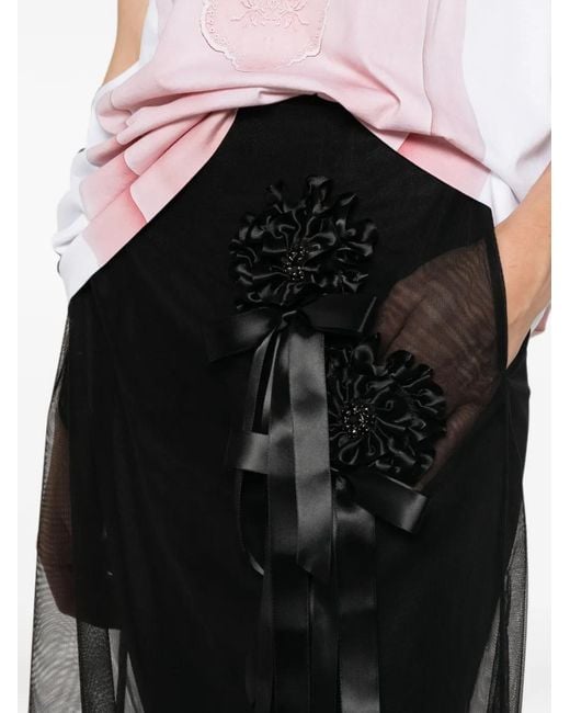 Simone Rocha Black Ribbon Rosette Ripple Skirt