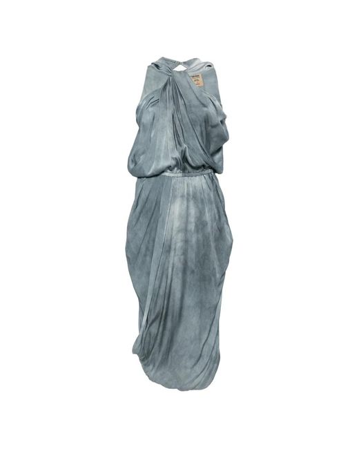 Uma Wang Blue Agnes Draped Midi Dress
