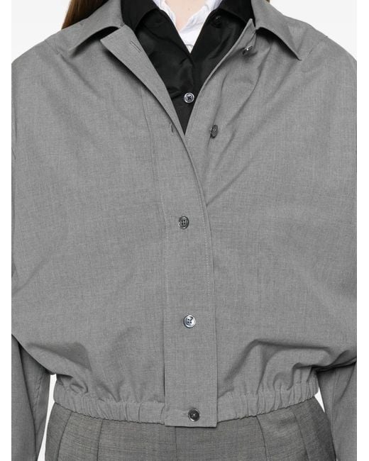 Jil Sander Gray Pointed-Collar Bomber Jacket