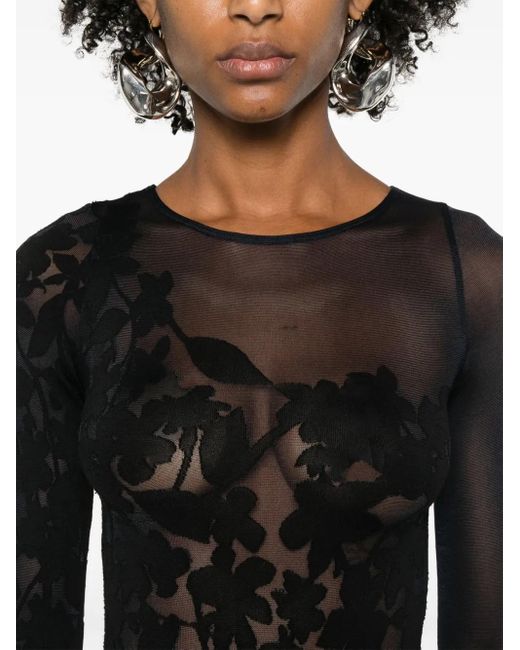 Wolford フローラル ボディスーツ Black
