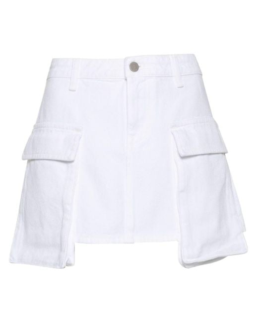 3x1 White Celine Cargo Mini Skirt