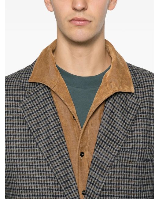 Universal Works Gray Boston Houndstooth Blazer for men