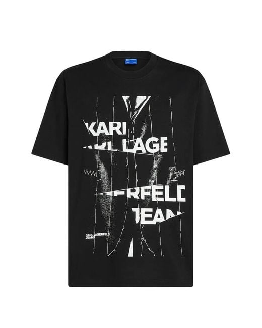 Karl Lagerfeld Black Graphic Cotton T-Shirt for men