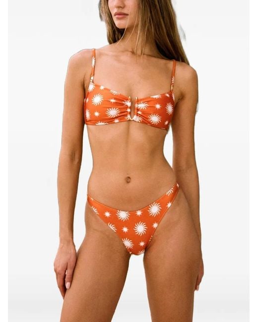 DAZE DAYZ Orange Soleil Sun-Print Bikini
