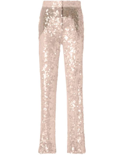 Genny Natural Sequinned Tailored Trousers