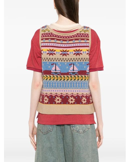 GARCON BY GARCON Pink Patterned Knitted Vest