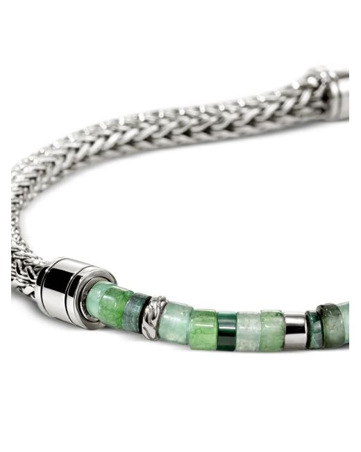 John Hardy Metallic Sterling Heishi Chain Malachite Bracelet for men