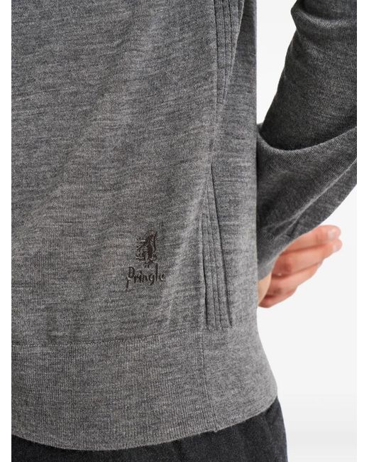 Pringle of Scotland Gray Polo-Collar Merino Wool Jumper for men