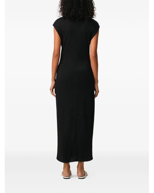 AMI Black Jersey Sleeveless Fitted Long Dress