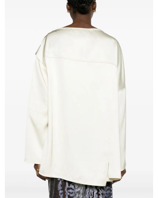 Jil Sander White Seam-Detail Crepe Blouse