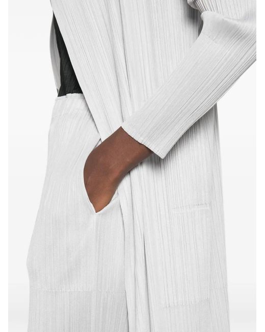 Pleats Please Issey Miyake White Pleated-Design Trousers