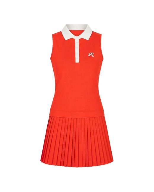 Malbon Golf Red Claudia Sleeveless Polo Shirt