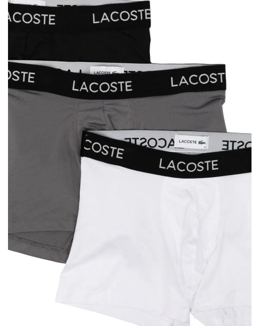 Lacoste Black Logo-Waistband Boxer Briefs (Set Of Three) for men