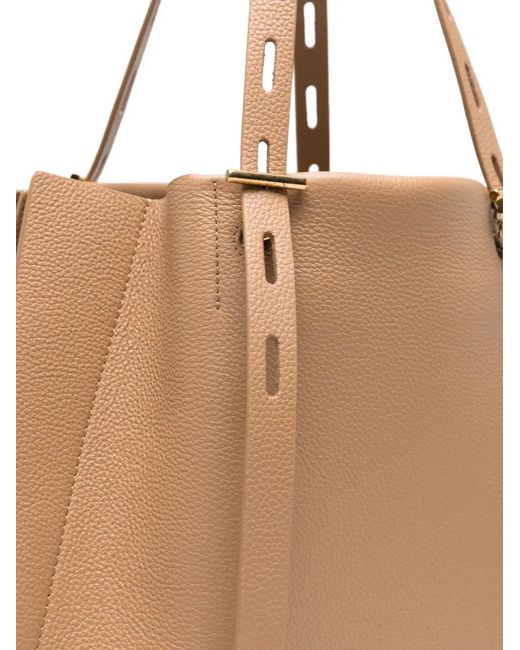 MINOBOSSI Natural Medium Paulette Leather Tote Bag