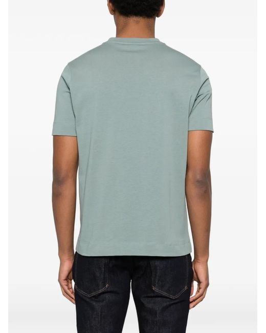 Emporio Armani Blue Eagle-Embroidery Crew-Neck T-Shirt for men