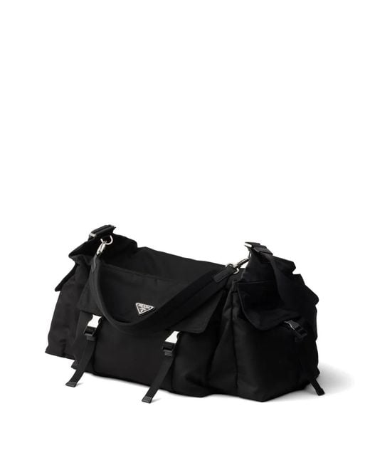 Prada Black Re-Nylon And Leather Duffel Bag