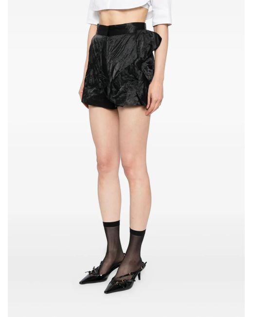 MSGM Black Bow-Embellished Shorts