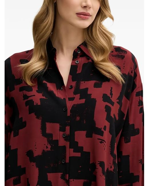 Sisley Red Geometric-Pattern Shirt