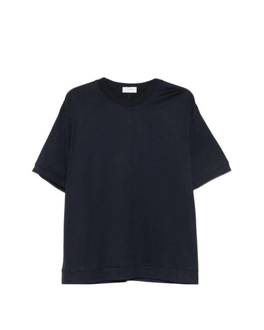 Paolo Pecora Blue Ribbed-Trim Short-Sleeve T-Shirt for men