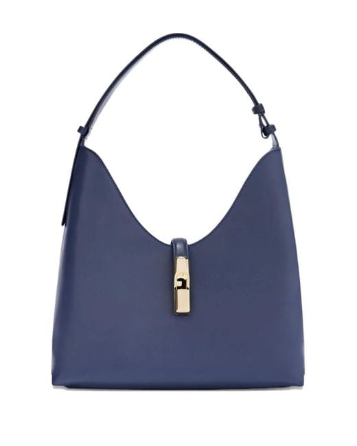 Furla Blue M Goccia Leather Shoulder Bag